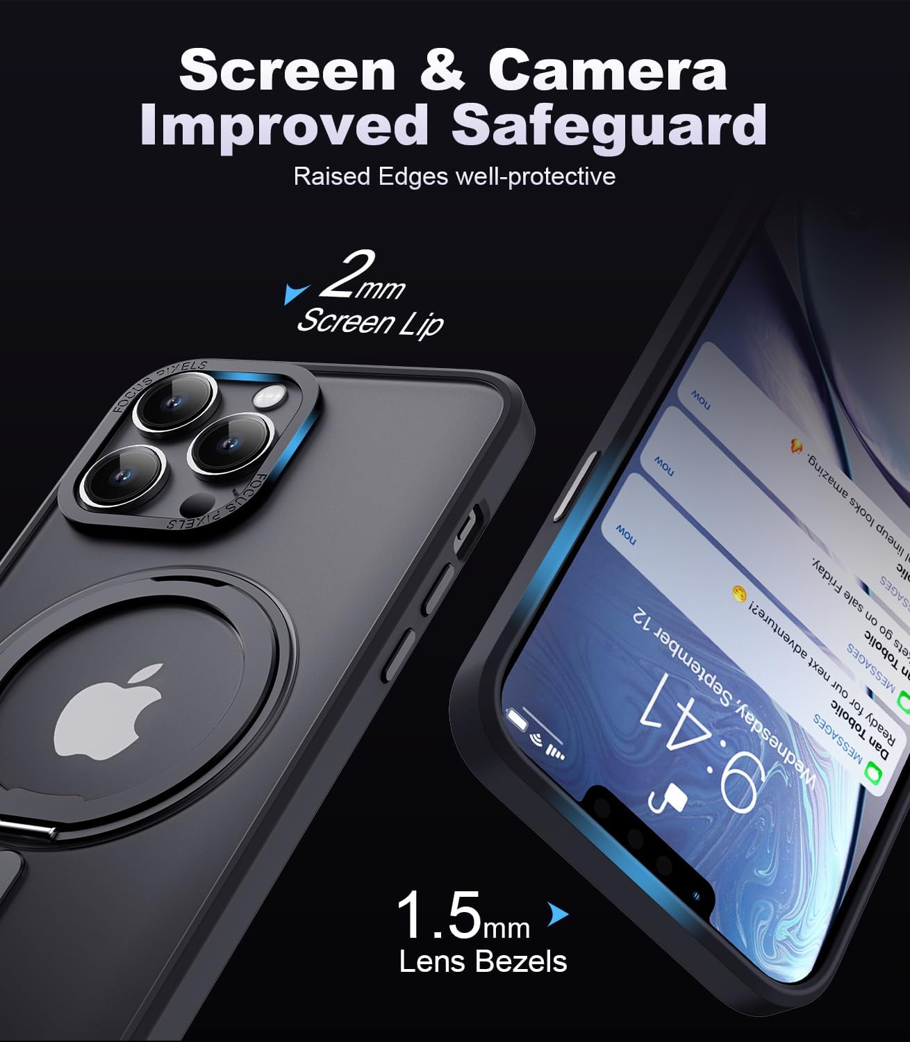 MagSafe 360° Rotating Metal Stand iPhone Case Black