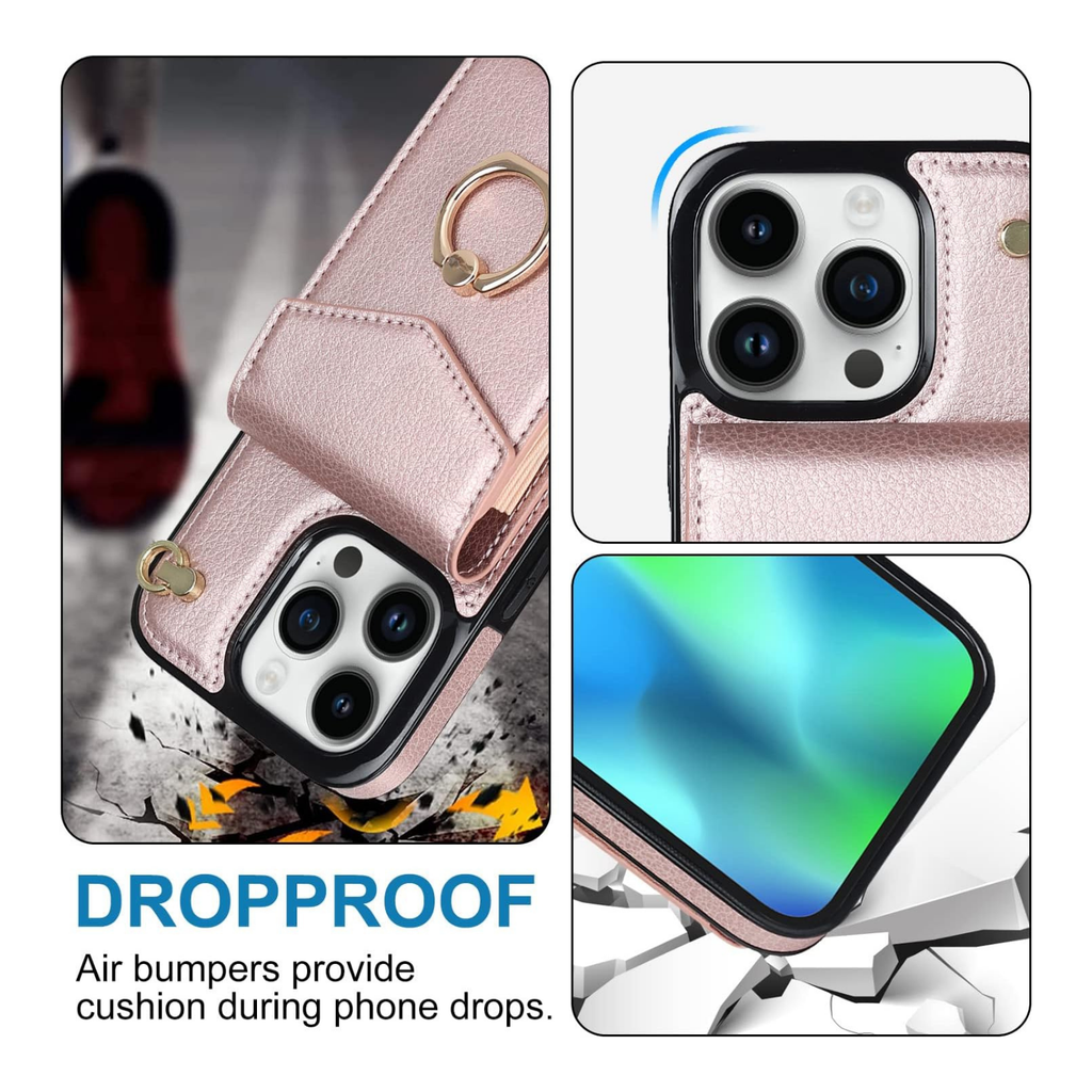 Multi-Functional Wallet Phone Case Rose Gold