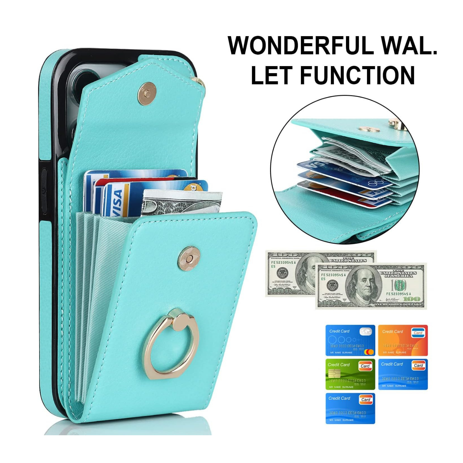 Multi-Functional Wallet Phone Case green