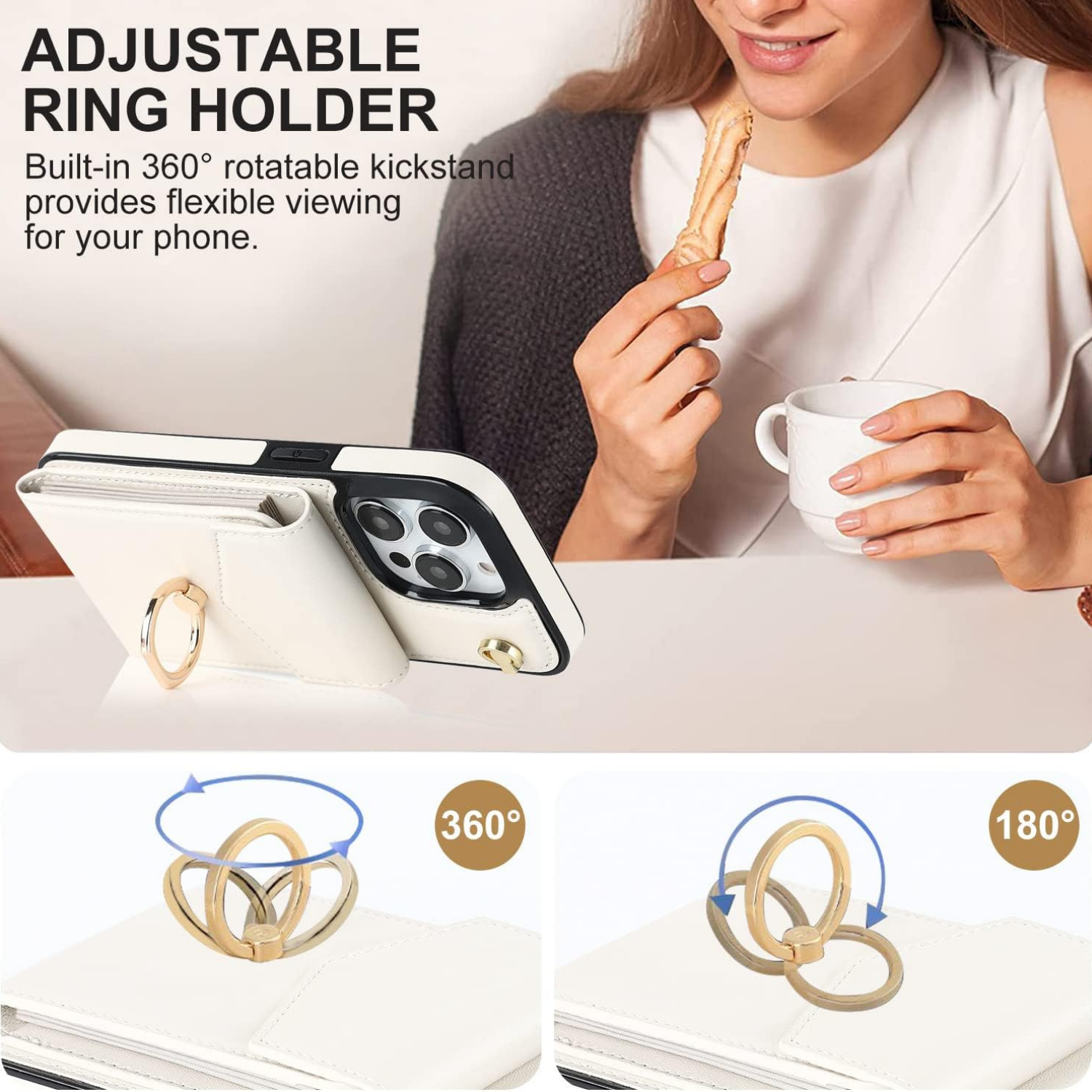 Multi-Functional Wallet Phone Case Classic White
