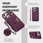 Chic Crossbody Card Case with Ring Deep Purple