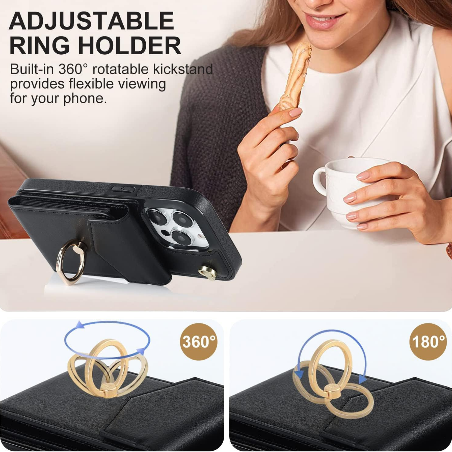 Multi-Functional Wallet Phone Case Classic Black