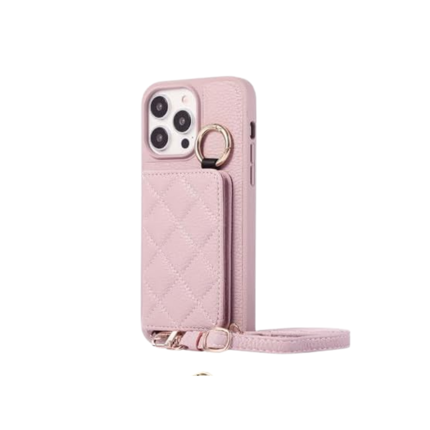 Ring Holder Crossbody Card Phone Case pink