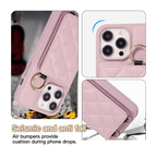 Ring Holder Crossbody Card Phone Case pink