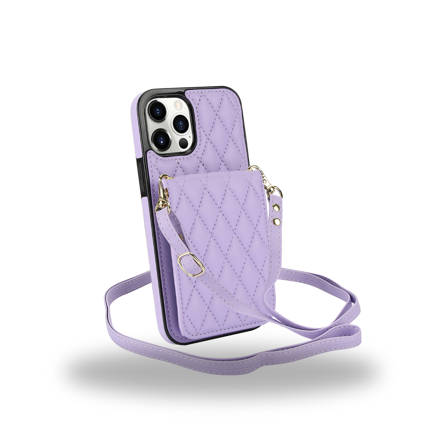 Women's Crossbody Leather Phone Case Purple