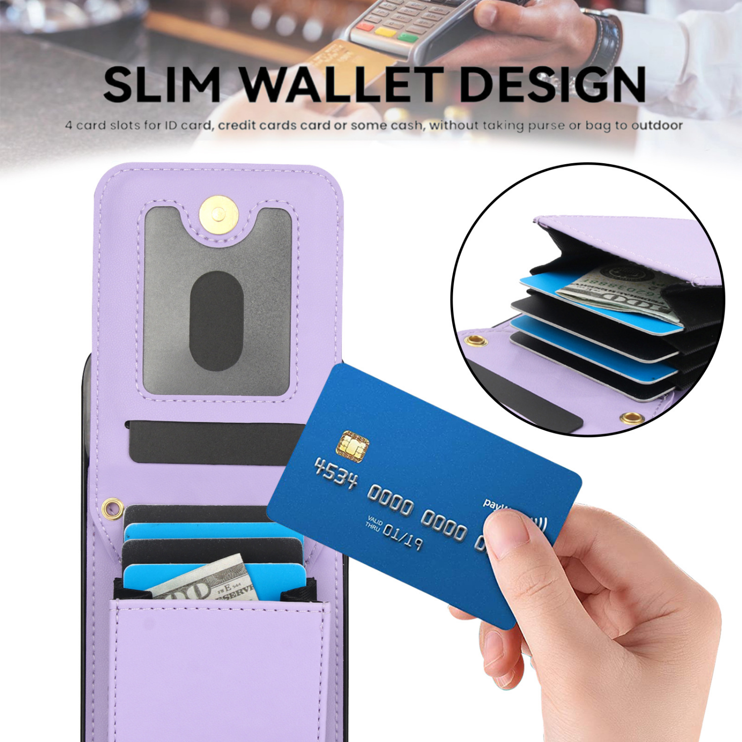 Women's Crossbody Leather Phone Case Purple