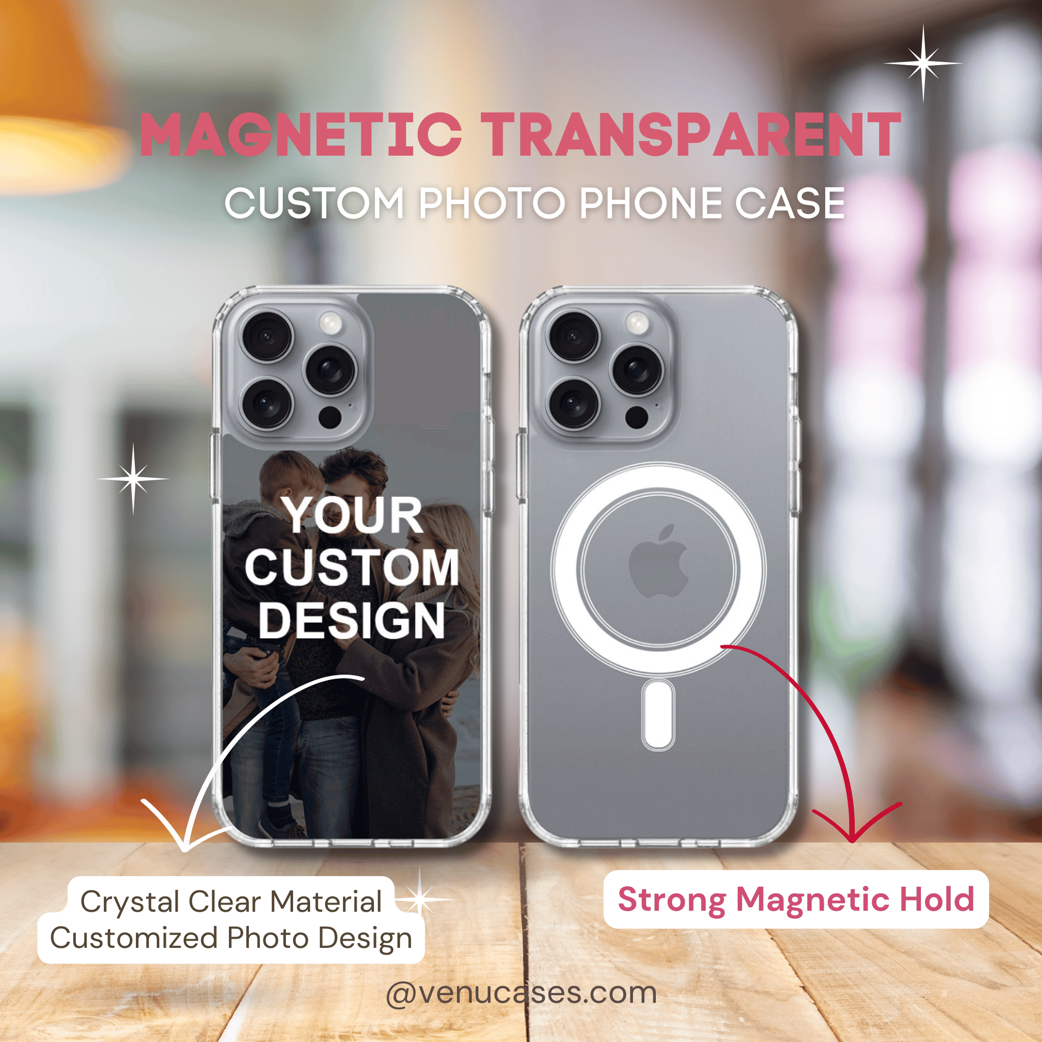 Custom Magnetic Clear Photo iPhone Case