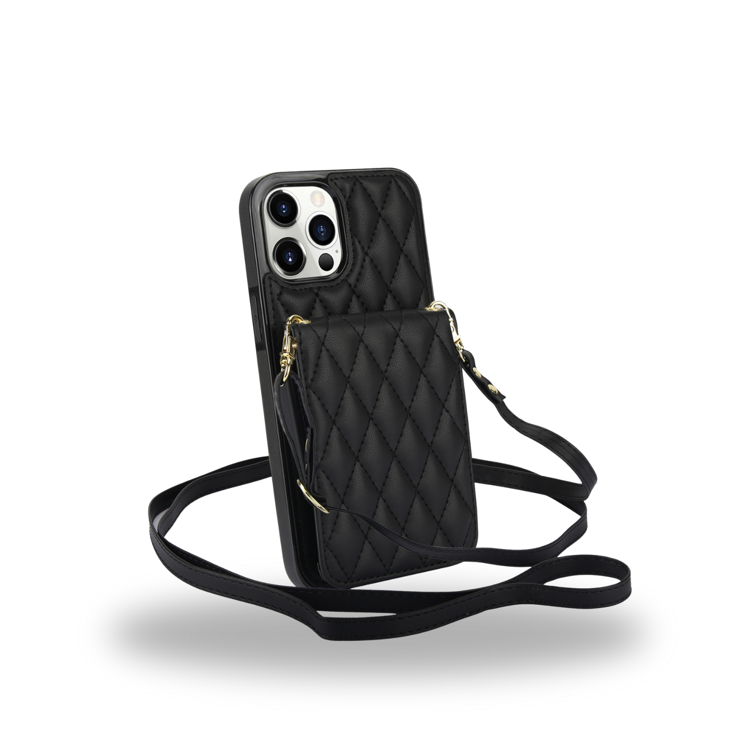 Women's Crossbody Leather Phone Case Classic Black