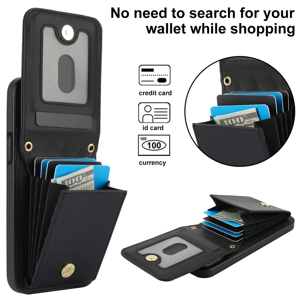 Women's Crossbody Leather Phone Case Classic Black