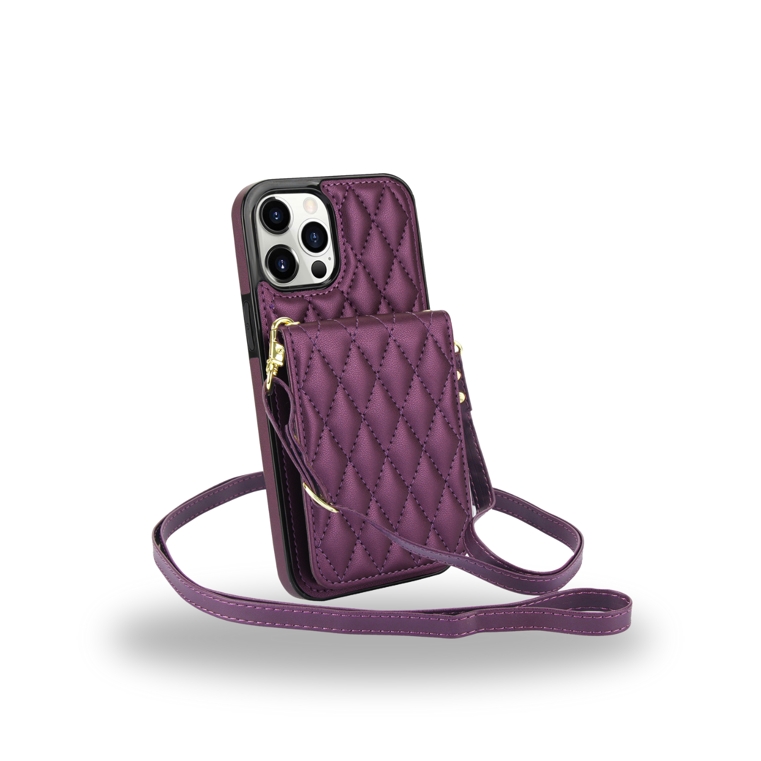Women's Crossbody Leather Phone Case Deep Purple