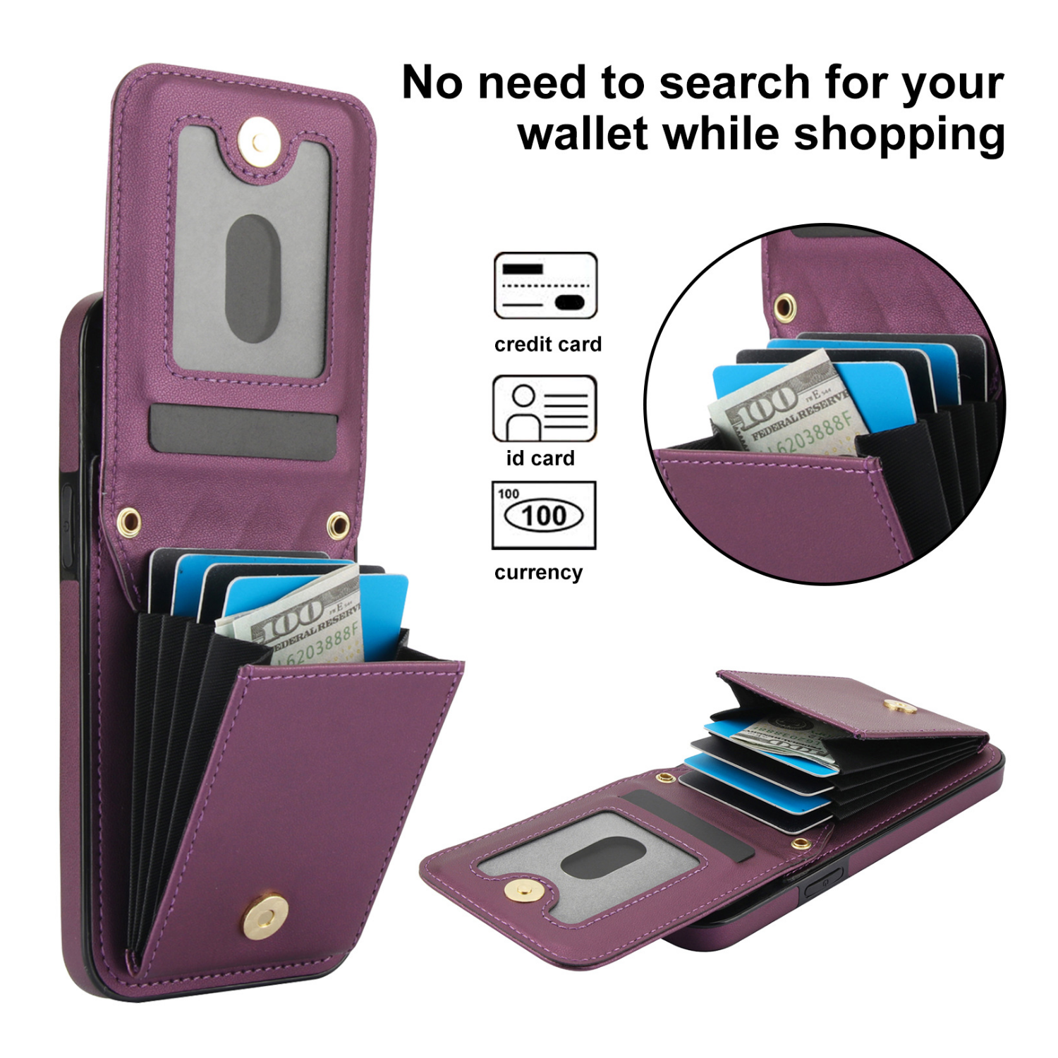 Women's Crossbody Leather Phone Case Deep Purple