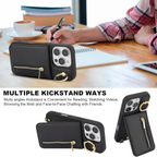 Zipper Wallet Crossbody Phone Case Classic Black