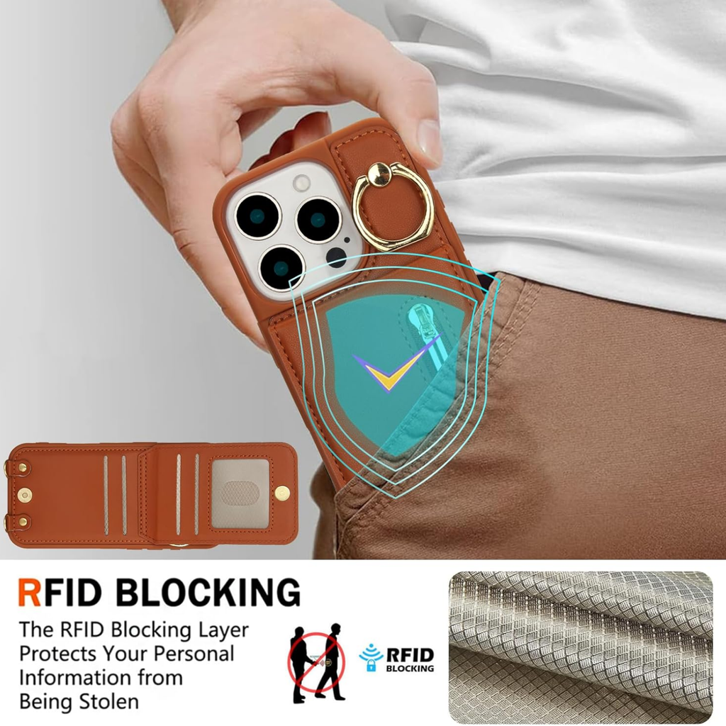 Zipper Wallet Crossbody Phone Case brown