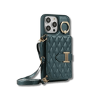 Chic Crossbody Card Case with Ring Forest Green