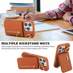 Zipper Wallet Crossbody Phone Case brown