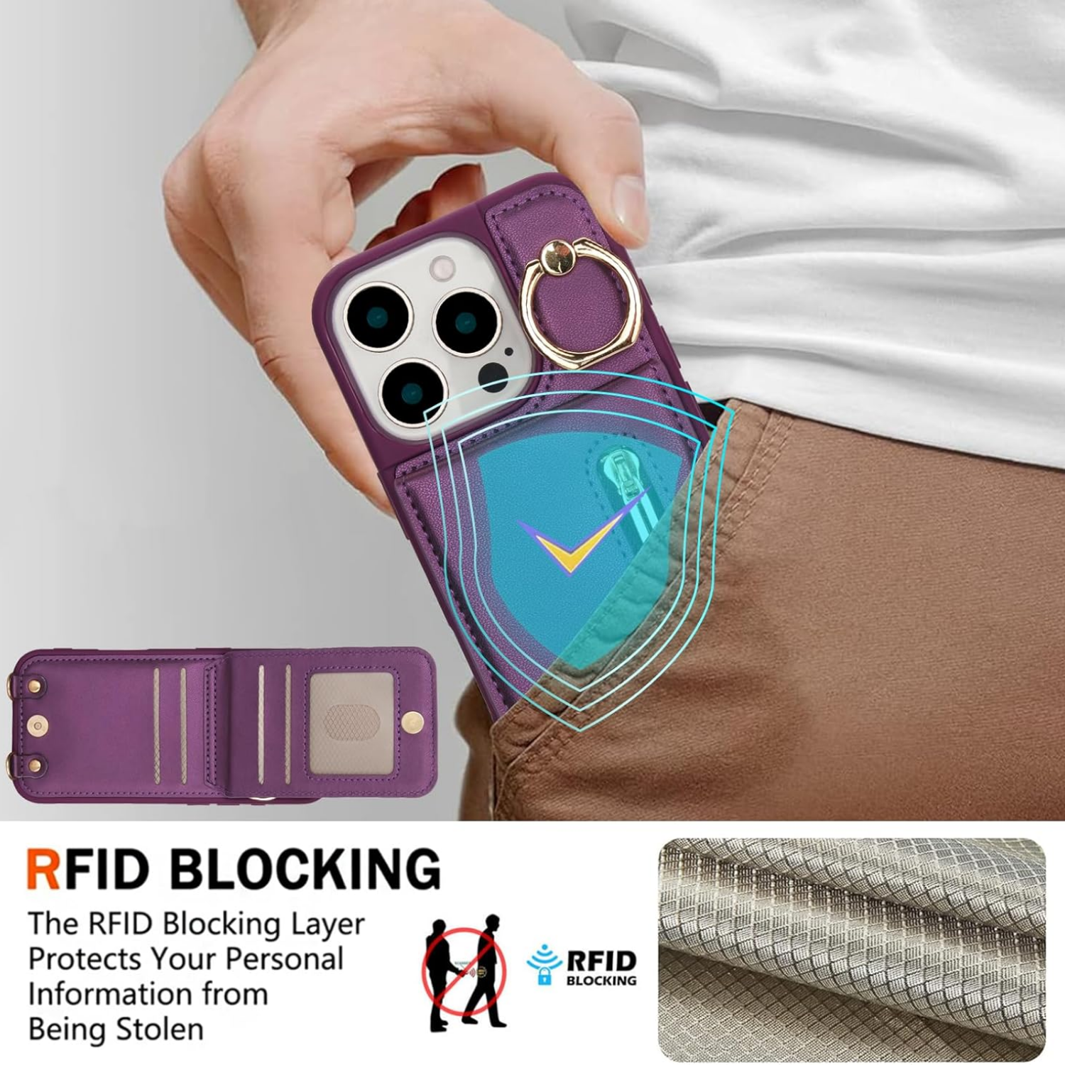 Zipper Wallet Crossbody Phone Case Deep Purple