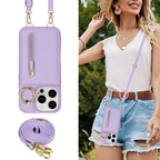 Zipper Wallet Crossbody Phone Case Purple