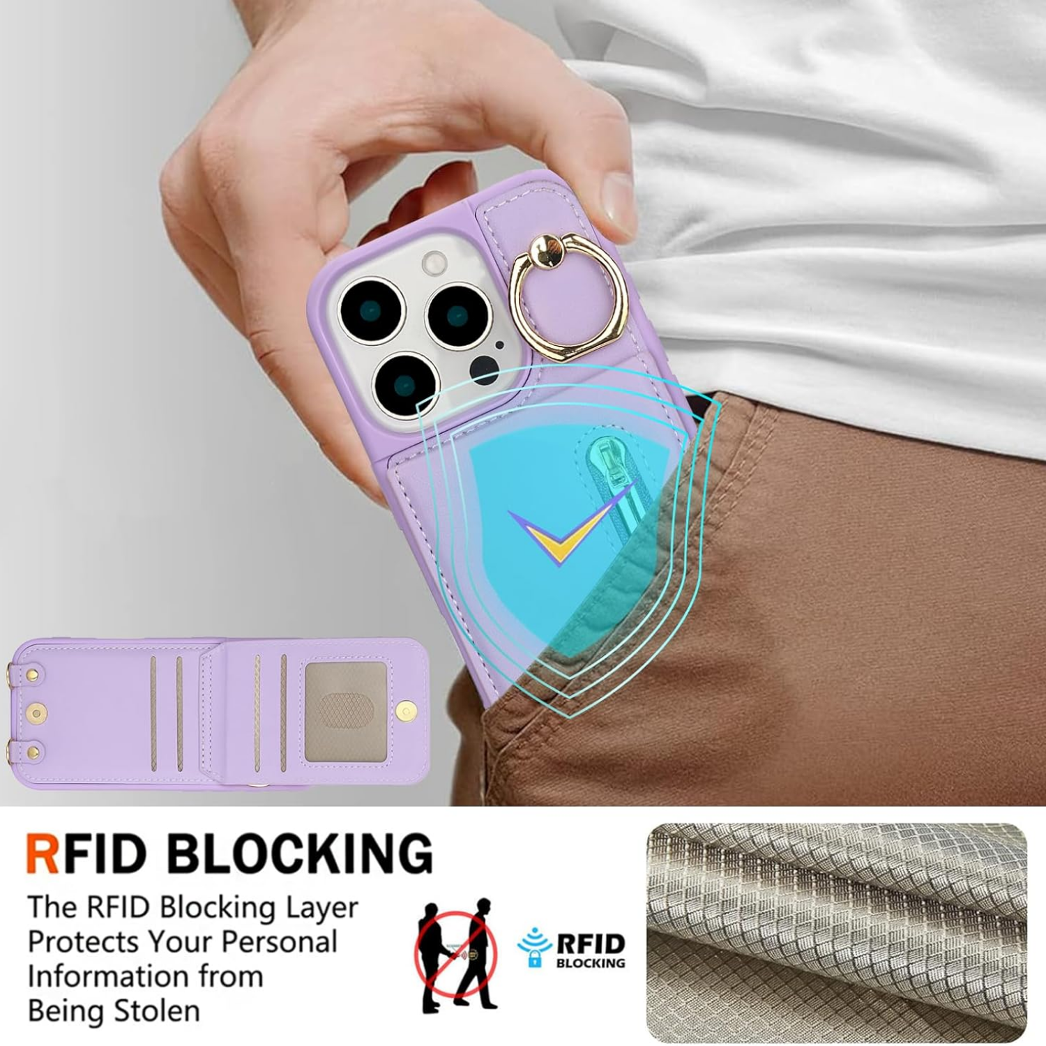 Zipper Wallet Crossbody Phone Case Purple