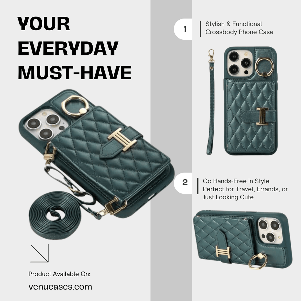 Chic Crossbody Card Case with Ring Forest Green