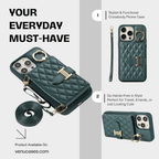 Chic Crossbody Card Case with Ring Forest Green