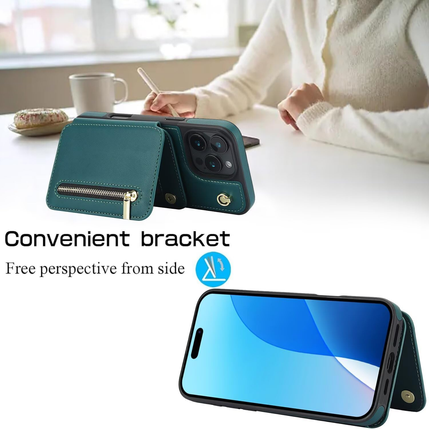Zipper Wallet Crossbody Phone Case green