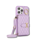 Chic Crossbody Card Case with Ring Lilac Purple