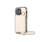 Mirror Ring Holder Crossbody Card Case Cream White