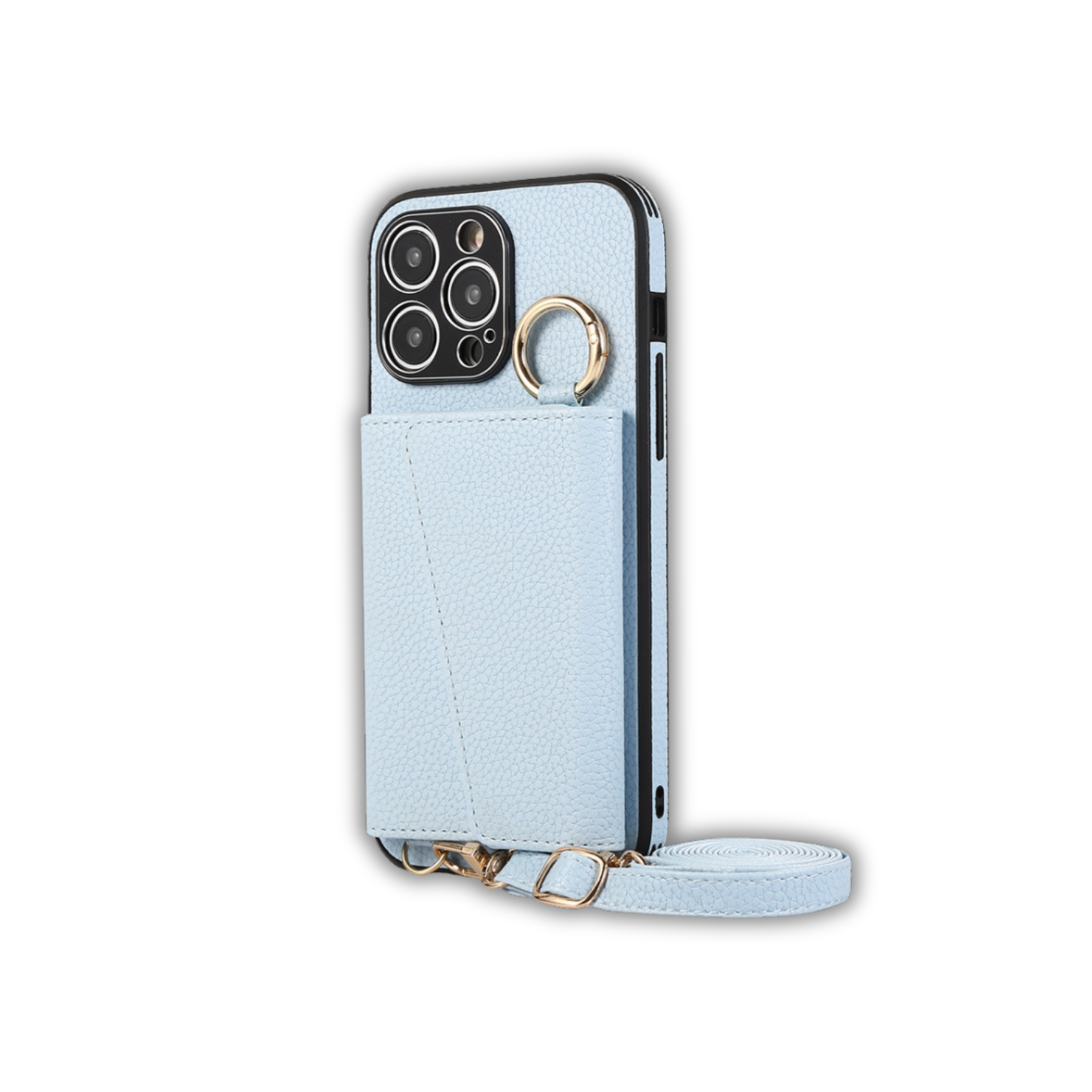 Mirror Ring Holder Crossbody Card Case blue