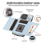 Mirror Ring Holder Crossbody Card Case blue