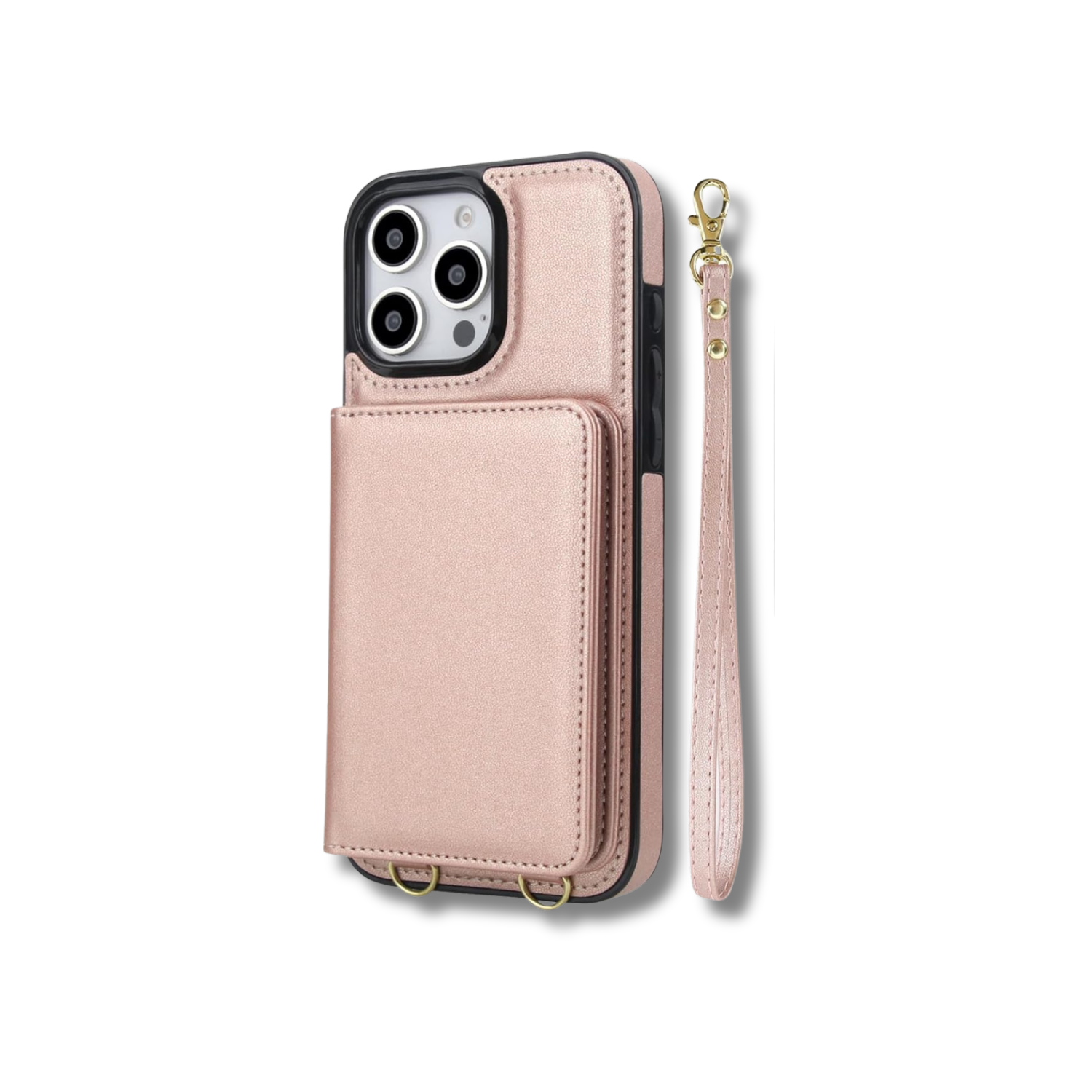 Wallet Style Leather Phone Case Rose Gold