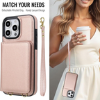 Wallet Style Leather Phone Case Rose Gold