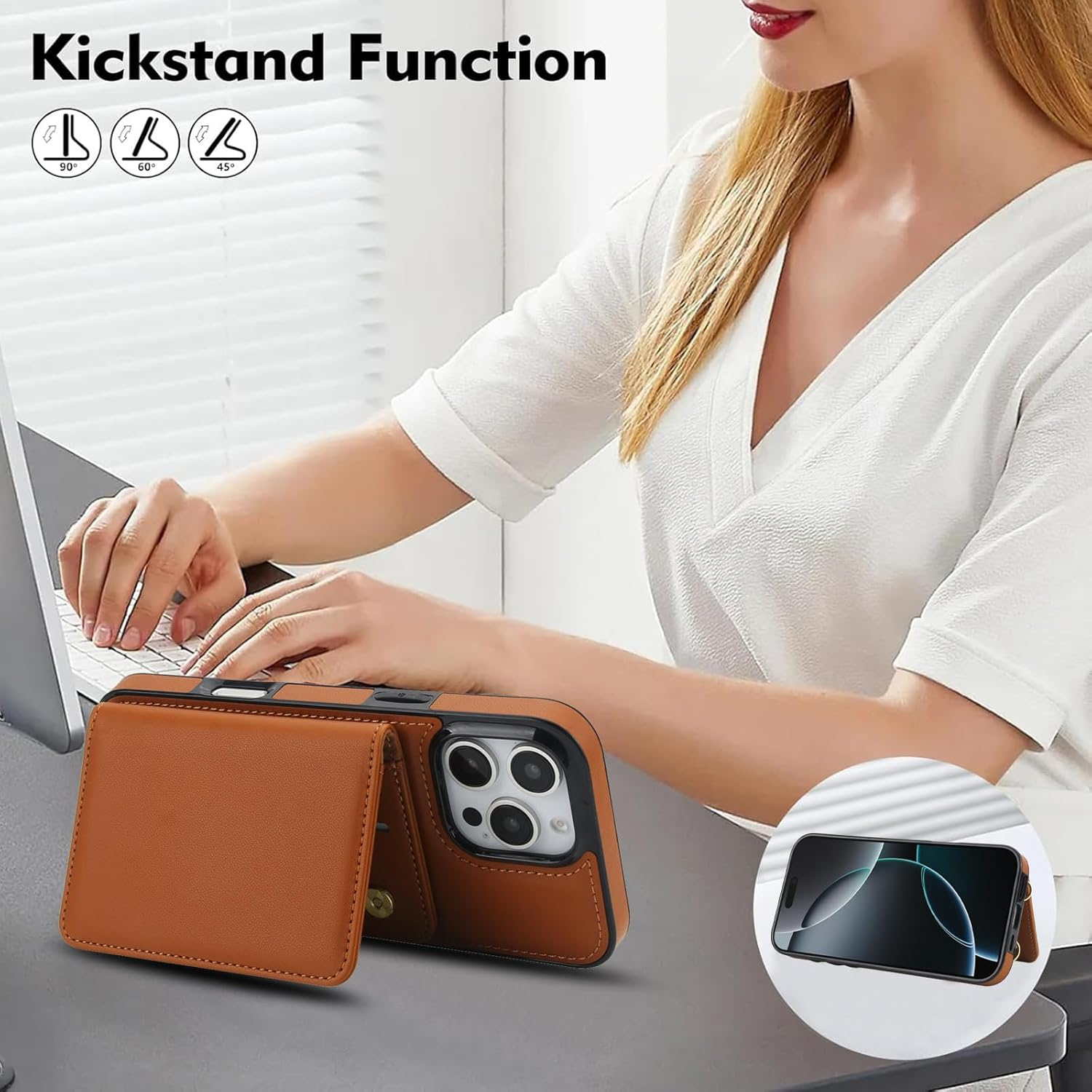 Wallet Style Leather Phone Case brown