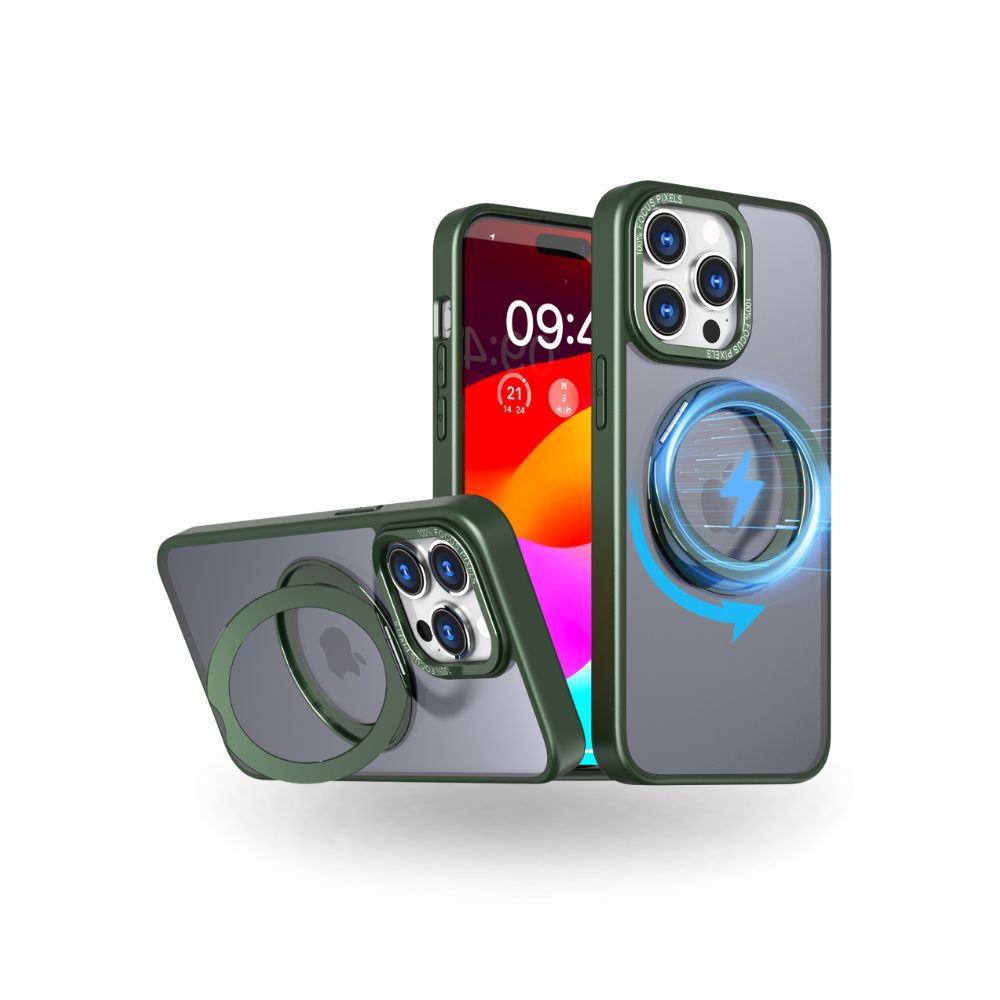 MagSafe 360° Rotating Metal Stand iPhone Case Green