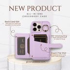 Chic Crossbody Card Case with Ring Lilac Purple