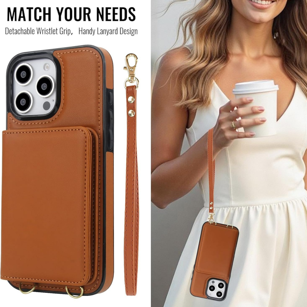 Wallet Style Leather Phone Case brown