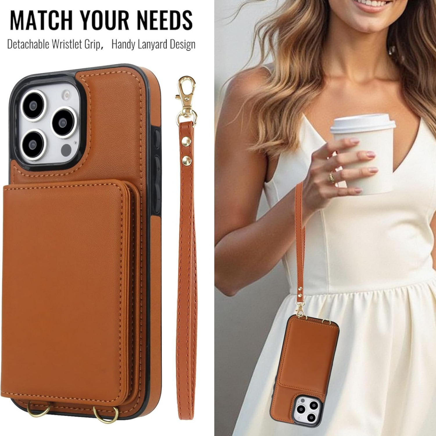 Wallet Style Leather Phone Case brown