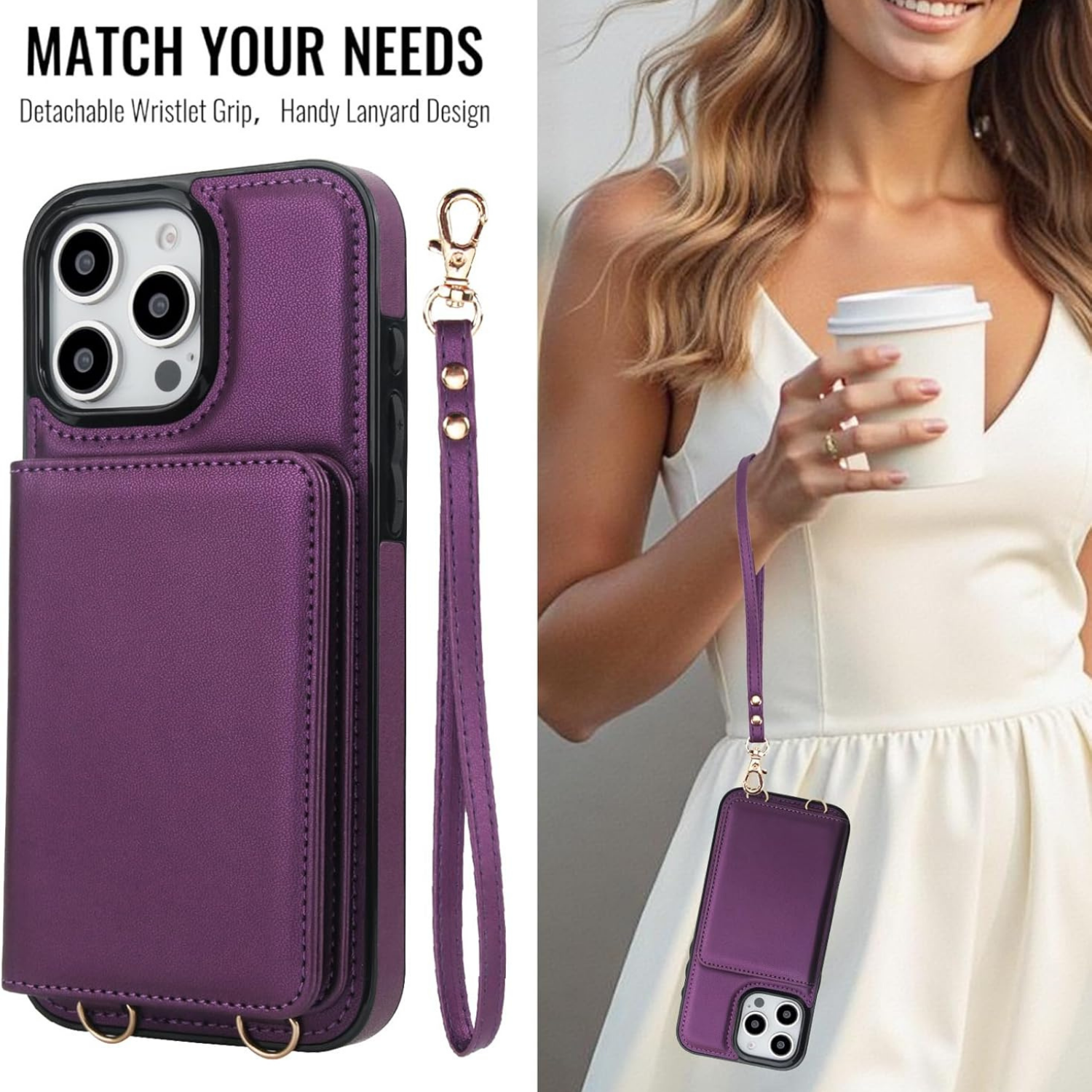 Wallet Style Leather Phone Case Purple