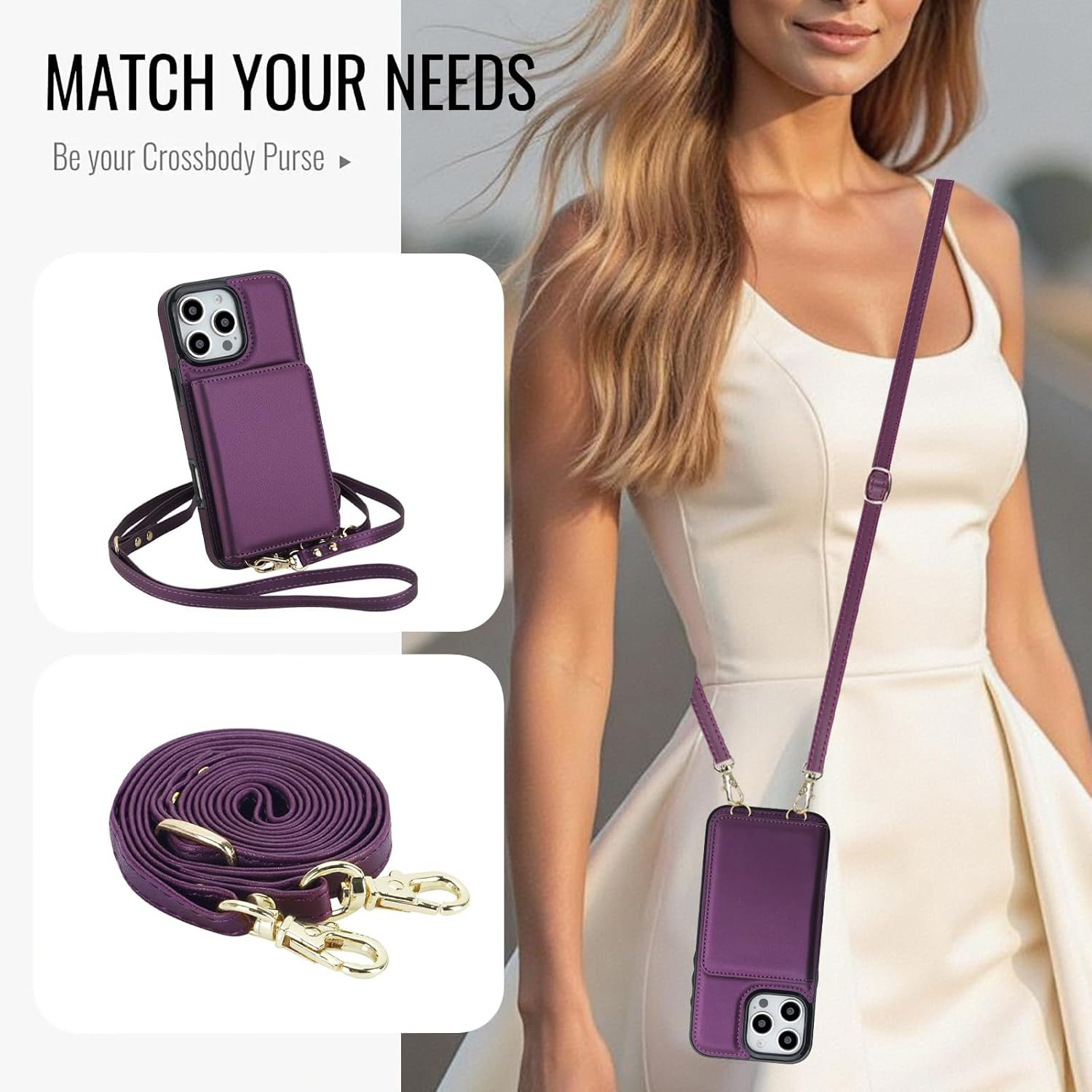 Wallet Style Leather Phone Case Purple