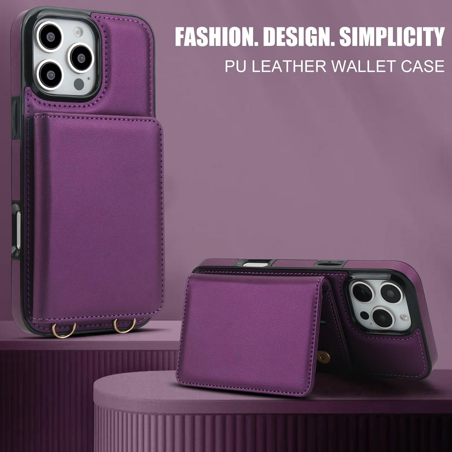 Wallet Style Leather Phone Case Purple