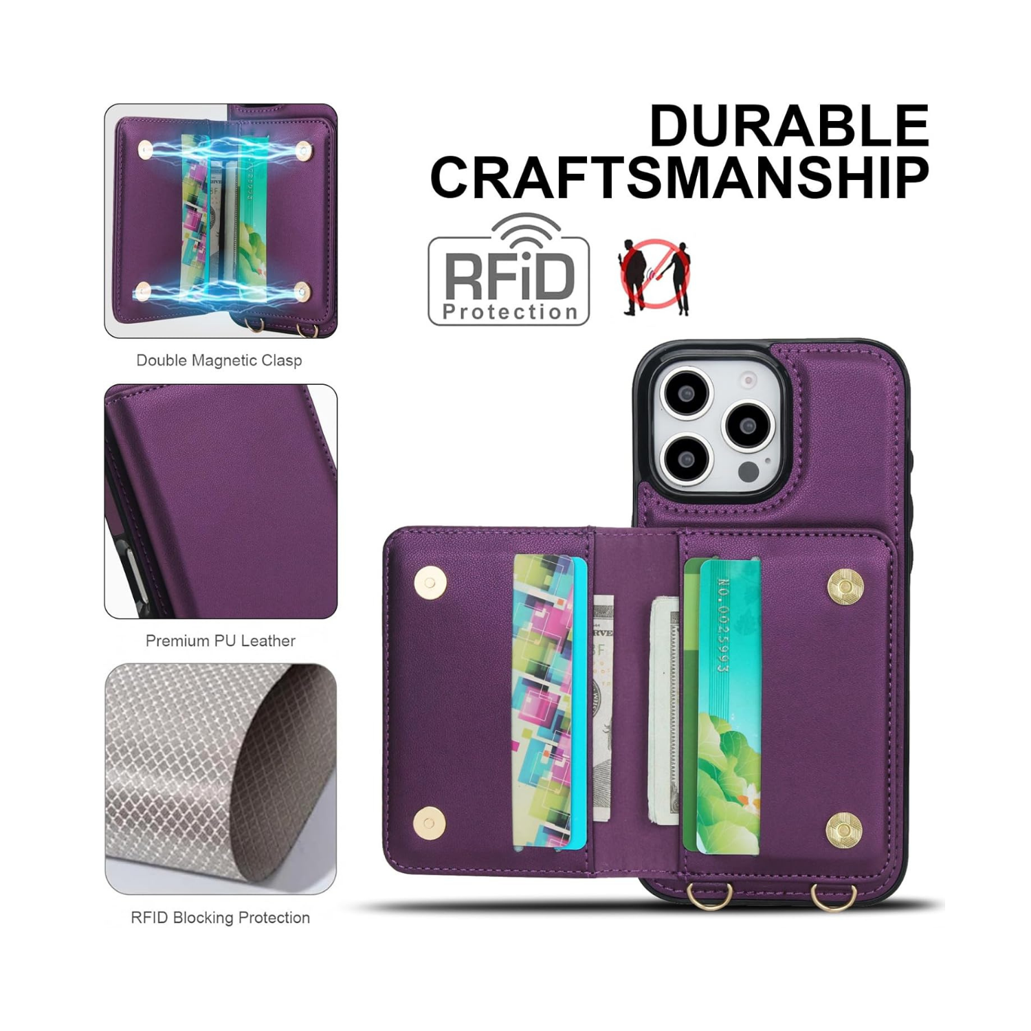 Wallet Style Leather Phone Case Purple