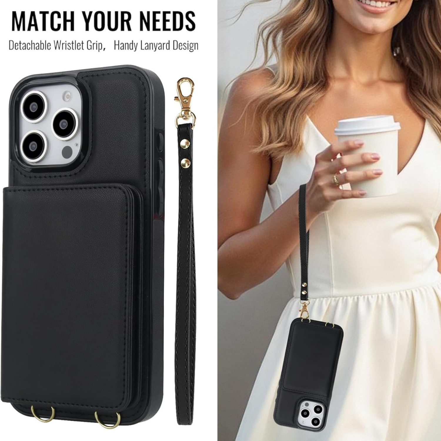 Wallet Style Leather Phone Case Classic Black