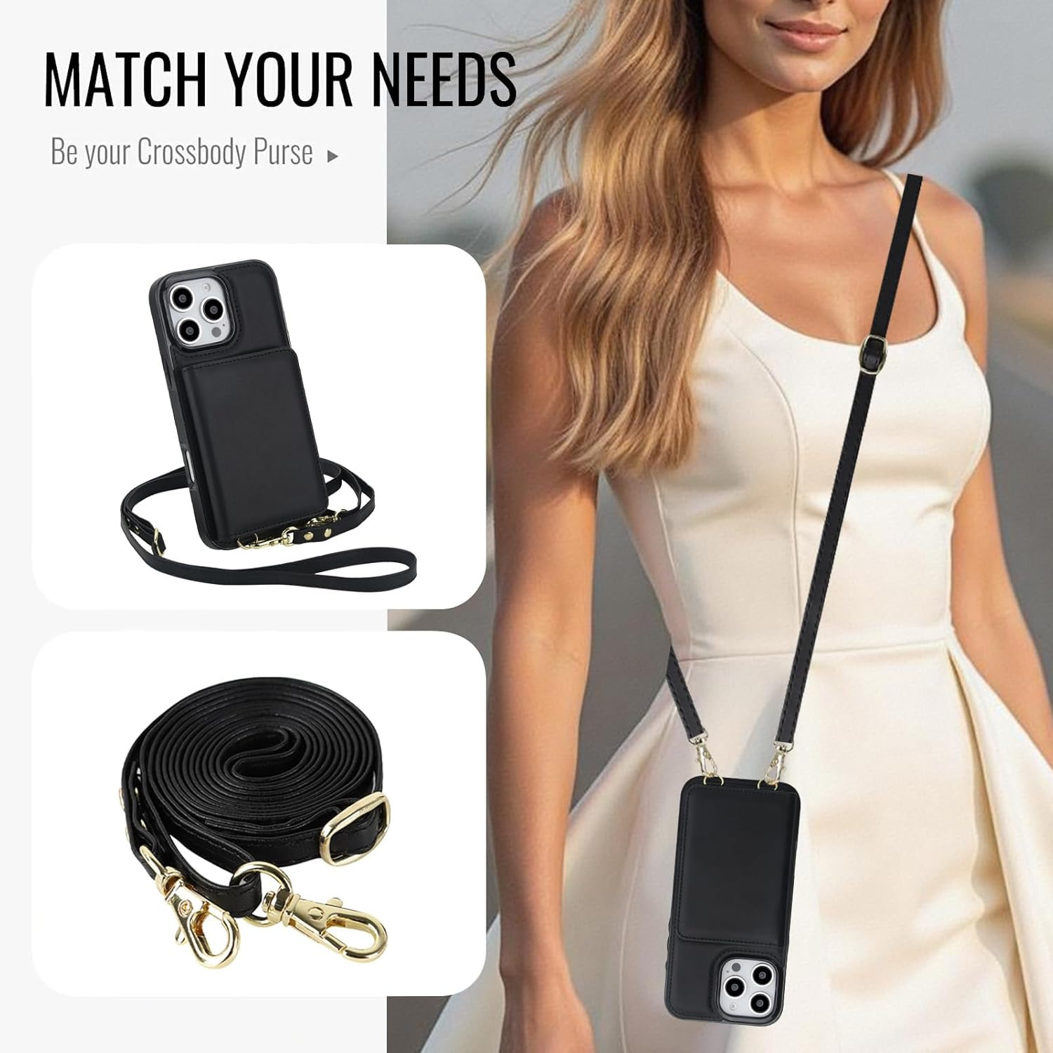 Wallet Style Leather Phone Case Classic Black
