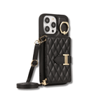 Chic Crossbody Card Case with Ring Classic Black