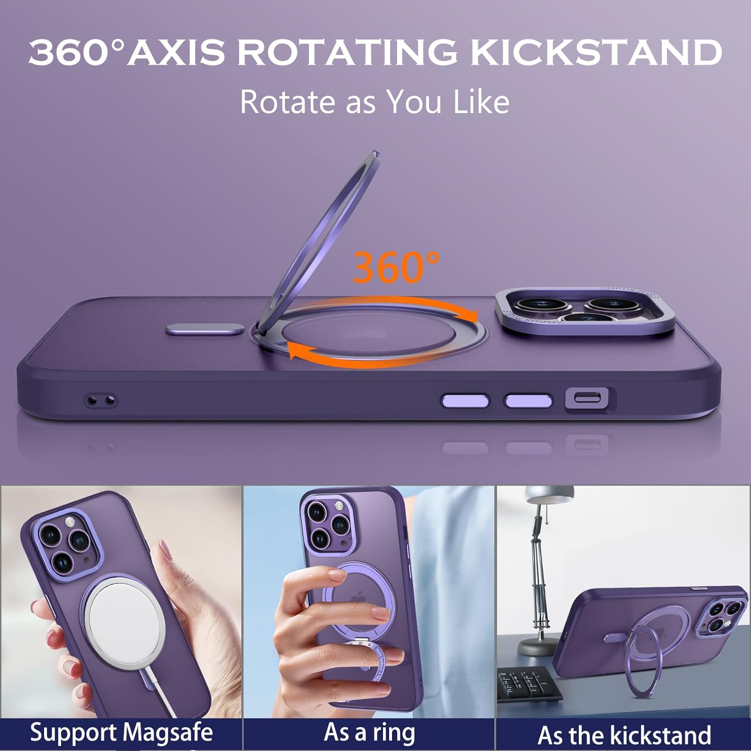 MagSafe 360° Rotating Metal Stand iPhone Case