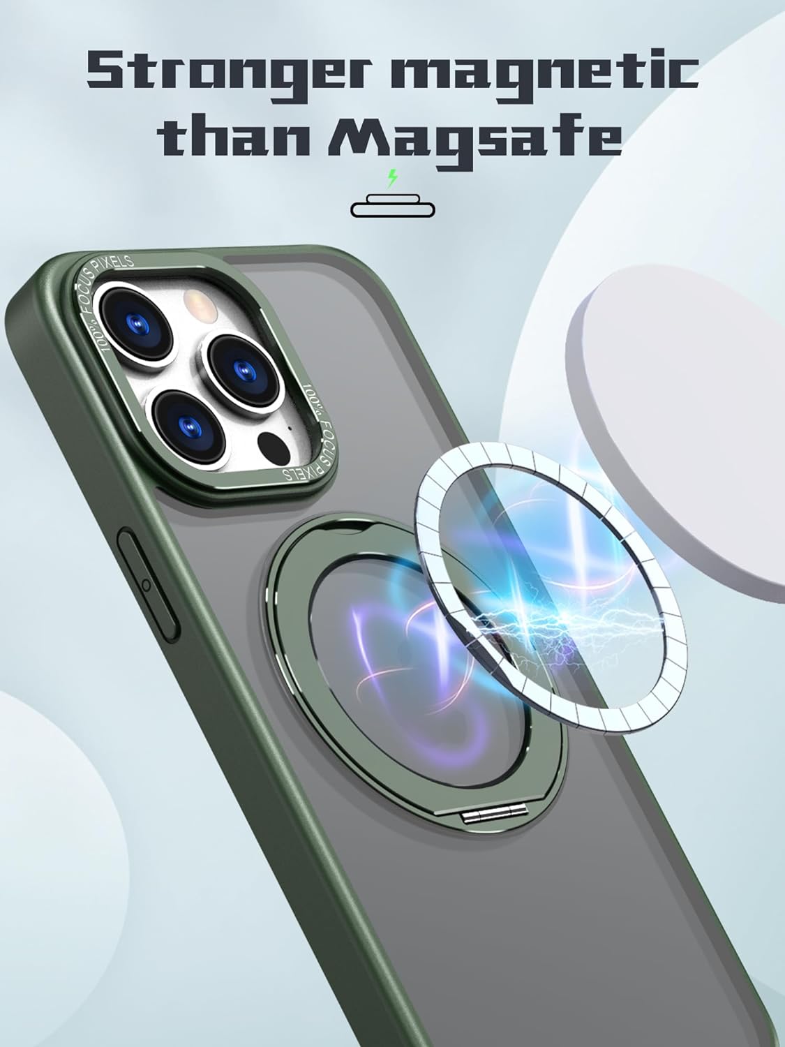 MagSafe 360° Rotating Metal Stand iPhone Case Green