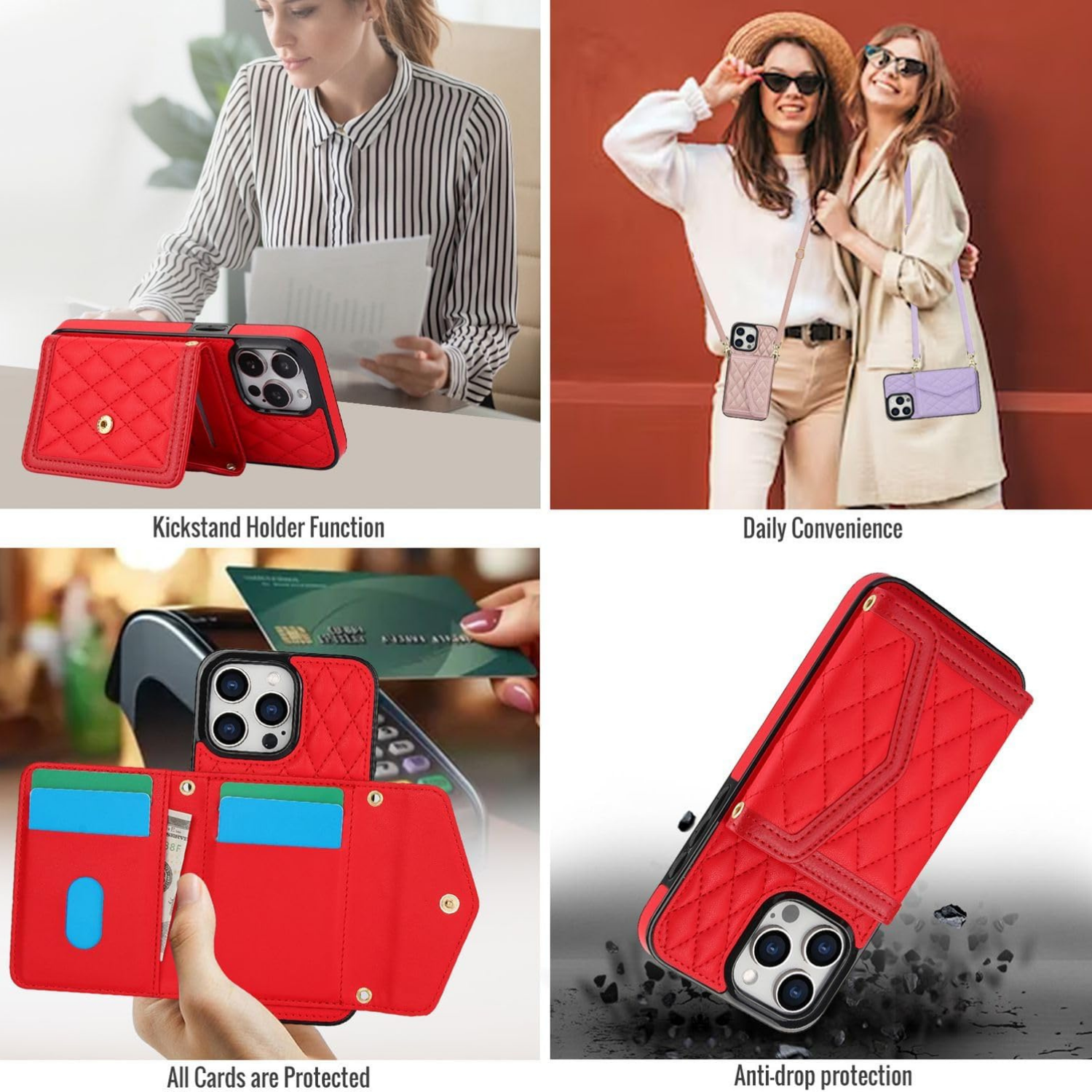 Crossbody Card Holder Case red