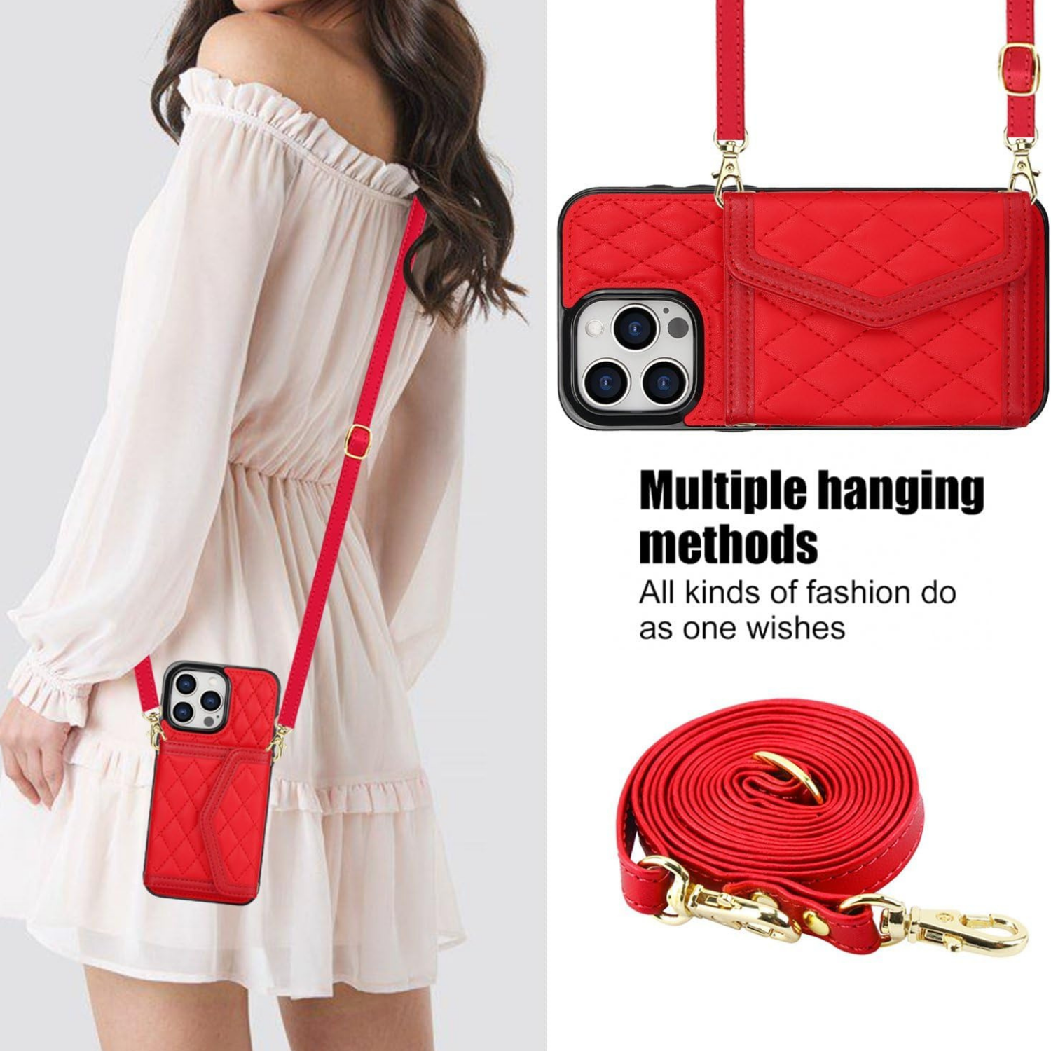 Crossbody Card Holder Case red