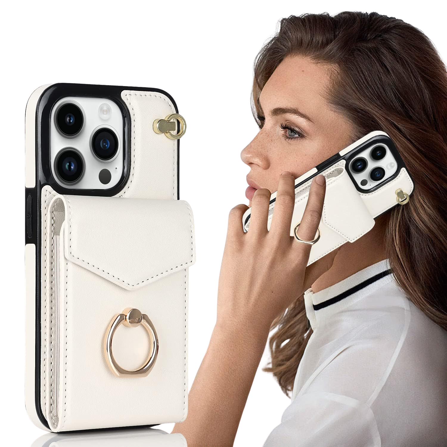 Multi-Functional Wallet Phone Case Classic White