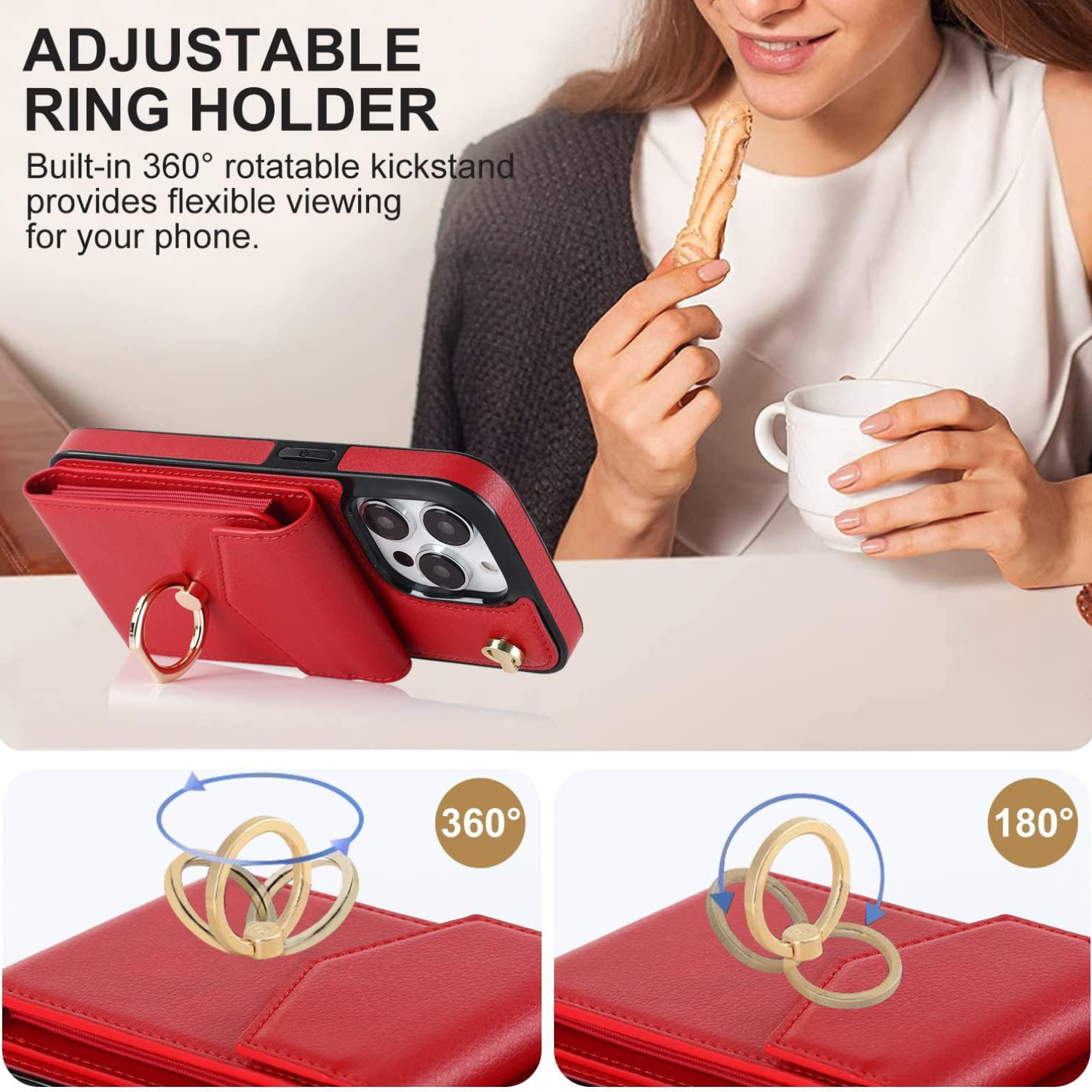 Multi-Functional Wallet Phone Case red