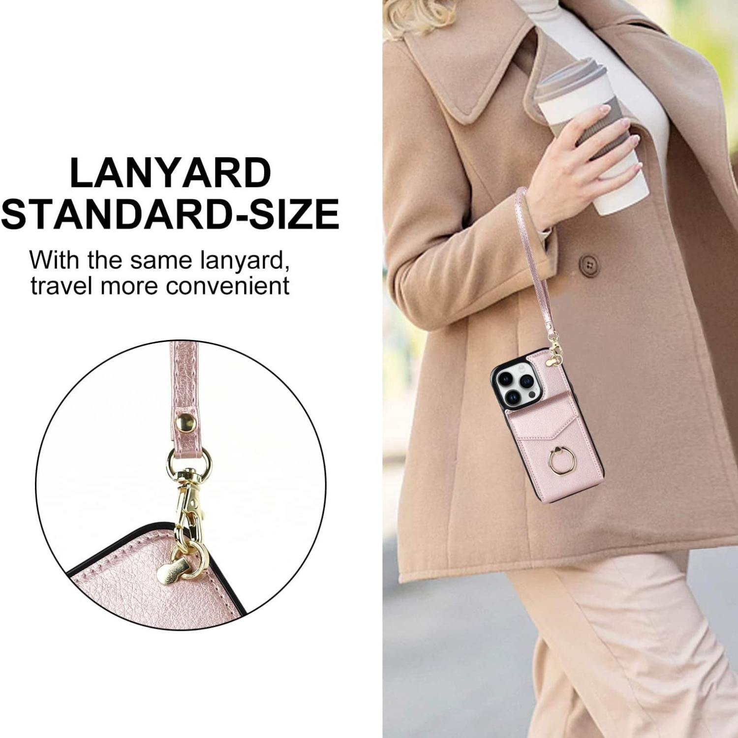 Multi-Functional Wallet Phone Case Rose Gold